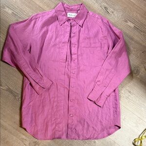 NWOT Westbound Women's Magenta Button Down 100% Linen Shirt
